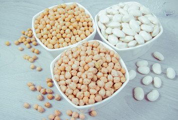 Vegetable protein, legume seeds. Conception of healthy eating.
