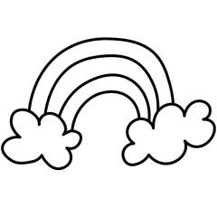 Hand drawn rainbow doodle drawing sketch vector	