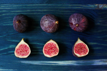 fresh figs on wooden table