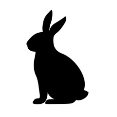 Rabbit silhouette in vector. Black silhouette of a Rabbit. The illustration is suitable for Easter designs, greeting cards, and decorations. Easter Bunny