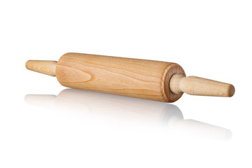  Wooden rolling pin isolated on white background
