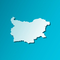 Vector isolated simplified illustration icon with blue silhouette of Bulgaria map. Blue background