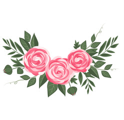 Vector illustration of ranunculus flower. Background with pink flowers