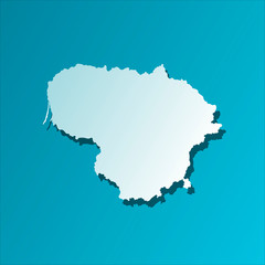 Vector isolated simplified illustration icon with blue silhouette of Lithuania map. Blue background