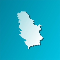Vector isolated simplified illustration icon with blue silhouette of Serbia map. Blue background