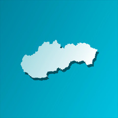 Vector isolated simplified illustration icon with blue silhouette of Slovakia map. Blue background