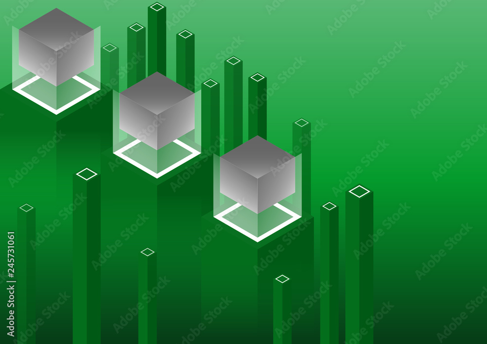 Poster isometric geometric pattern, bright vertical blocks and cubes. perfect background for your design pr