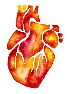 Orange heart with galaxy effect