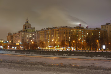 Fototapeta premium Winter cityscape at night time
