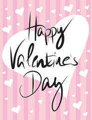 Valentinstags Karte, Rosa mit Streifen und Herzen