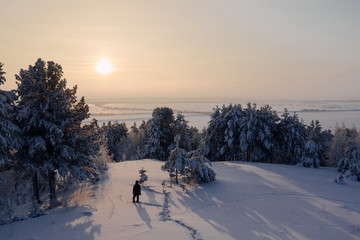 Snow city of Khanty-Mansiysk in Siberia of Russia