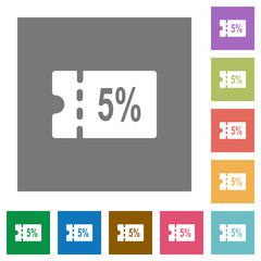 5 percent discount coupon square flat icons
