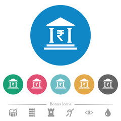 Indian Rupee bank office flat round icons
