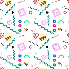 Scrabble - seamless pattern in memphis style. Hand drow.