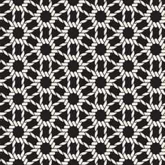 Vector woven seamless pattern. Stylish interweaving texture. Decorative geometric interlaced lines.