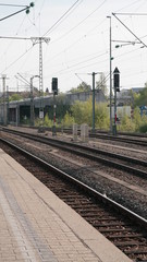 Fototapeta premium Zugschienen, Bahnhof