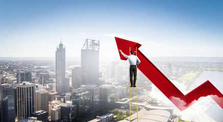 Reaching the top of success. Mixed media