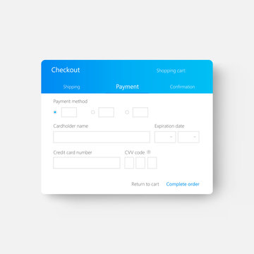 Checkout ui, payment form interface. Vector illustration