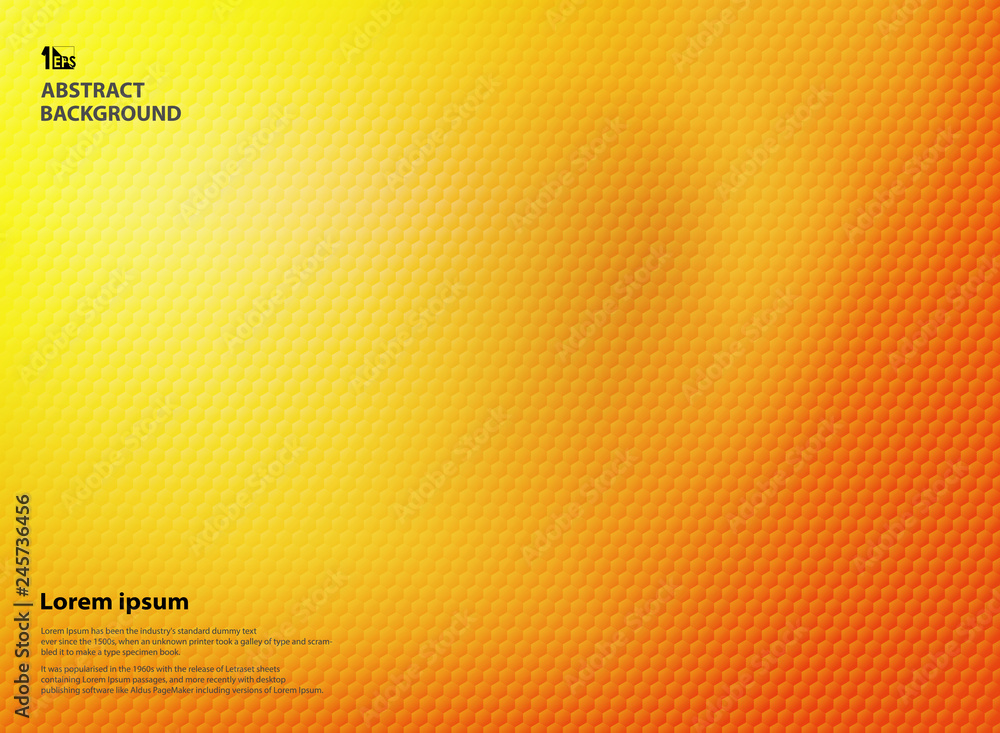 Poster abstract gradient yellow and orange colors with pentagon pattern texture.