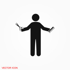 Hairdresser icon logo, illustration, vector sign symbol for design