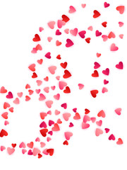 Red flying hearts bright love passion vector background.