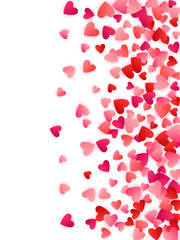 Red flying hearts bright love passion vector background.