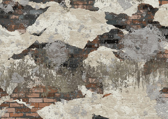 dirty wall plaster bricks