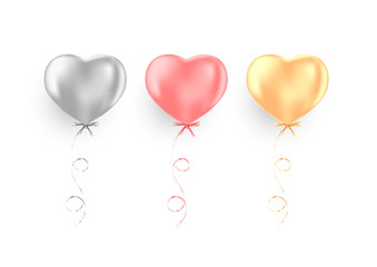 Fototapeta na wymiar Set of heart shape balloons isolated on white background.