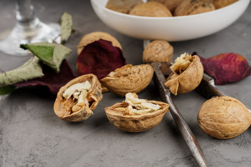 Vintage nutcracker with dry wallnuts