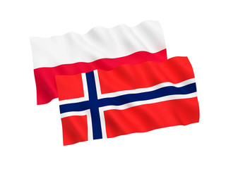 Flags of Poland and Norway on a white background