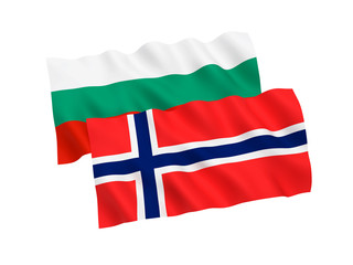 Flags of Bulgaria and Norway on a white background