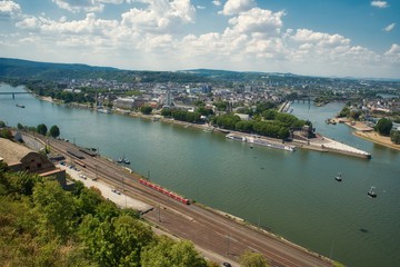 Blick auf den Rhein Koblenz und das Deutsche Eck