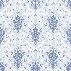 Vector damask seamless pattern background. Classical luxury old fashioned damask ornament, royal victorian seamless texture for wallpapers, textile, wrapping. Exquisite floral baroque template.