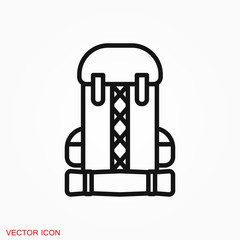 Backpack icon logo, illustration, vector sign symbol for design