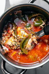 traditional spicy tomato and egg soup stew in madeira portugal