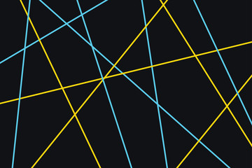 Abstract background pattern made with blue and yellow colored strokes / lines on dark blue background.