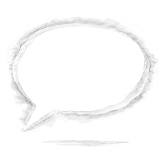 Gray ellipse speech bubble icon with watercolor paint texture isolated on white background.