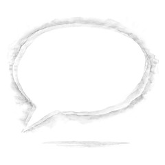 Gray ellipse speech bubble icon with watercolor paint texture isolated on white background.