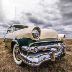 Side view of a tough american muscle car.