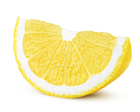 lemon slice, clipping path, isolated on white background full depth of field