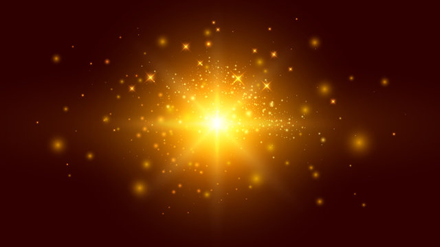 Golden Background with Particles and Light Effects