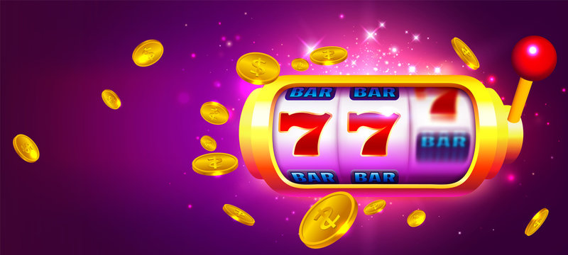 Trendy Casino Vector with Slot Machine and Coins