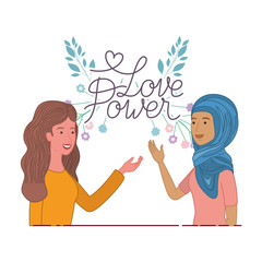 women with label love power avatar character