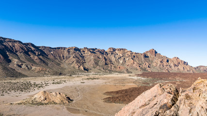 Teneriffa Ucanca-Ebene mit den Steilwänden der Caldera de las Cañadas