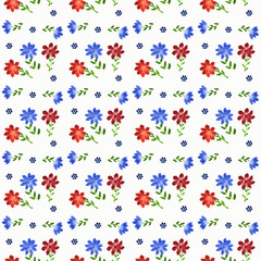 Abstract pattern with colorful watercolour stroke flower seamless on white background. Watercolour stroke flower seamless or template on white background. Retro watercolor stroke flower