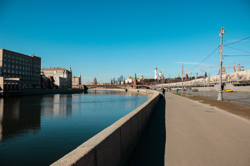 Moscow embankment on clear days