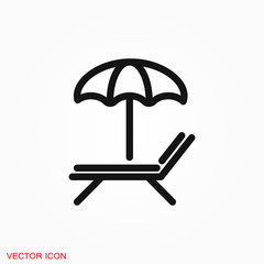 Chaise lounge icon logo, illustration, vector sign symbol for design