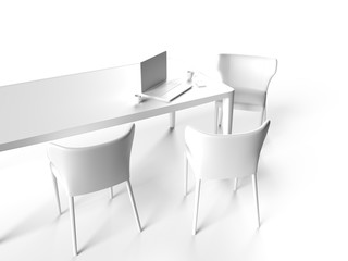 Besprechung Raum Meeting Tisch mit Stühlen und Laptop / Notebook Modern