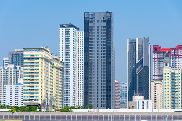 Density residential building vision blocked environment in Bangkok, Thailand.