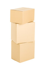 Pile of cardboard boxes on a white background